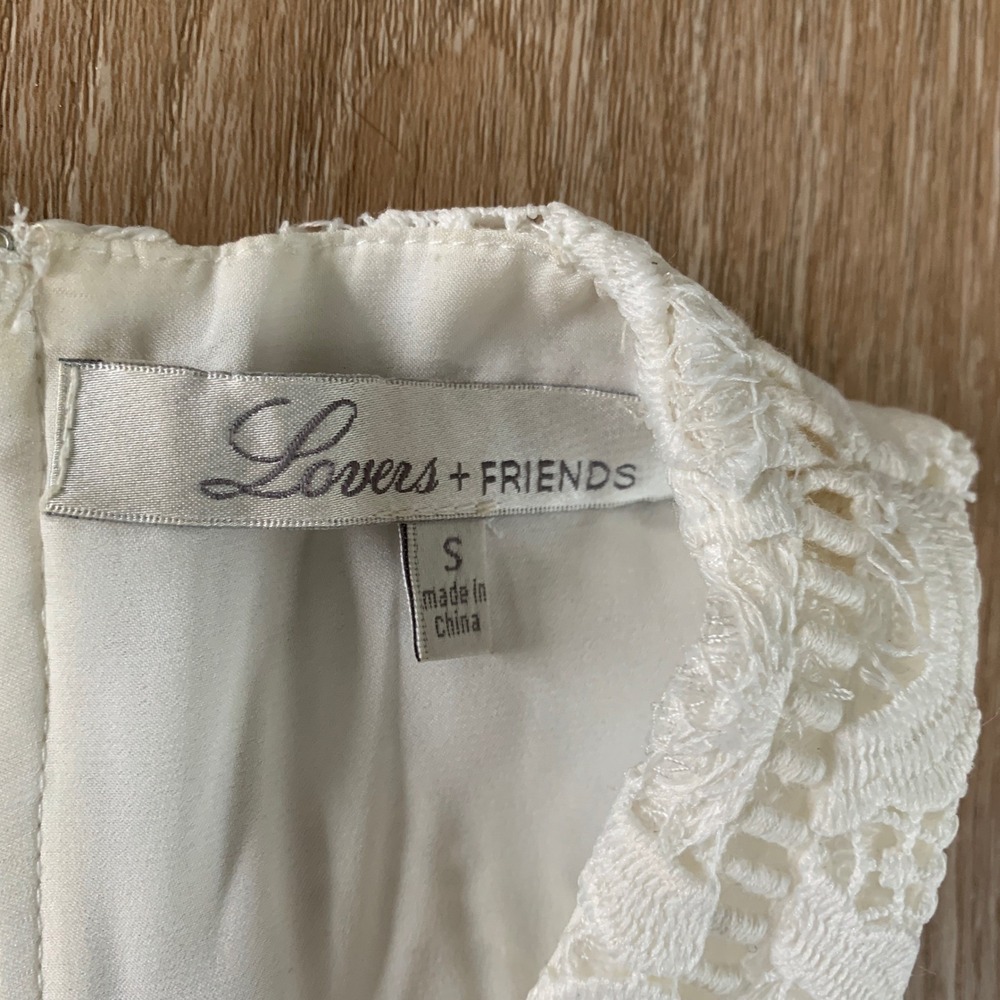 Lovers + Friends White Lace Mini Dress Lace Up Tassel Boho Medallion Crochet S - Picture 4 of 9